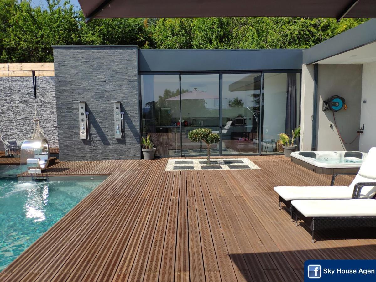 Piscine Chauffee Et Spa Jacuzzi Privatif Terrasse Sans Vis A Vis ,,,Sky House Agen,,, Экстерьер фото