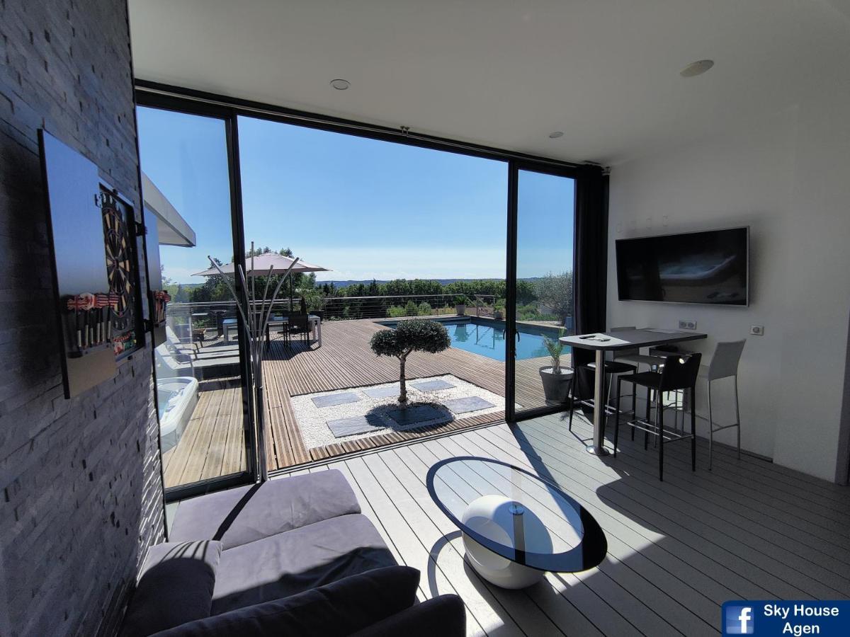 Piscine Chauffee Et Spa Jacuzzi Privatif Terrasse Sans Vis A Vis ,,,Sky House Agen,,, Экстерьер фото