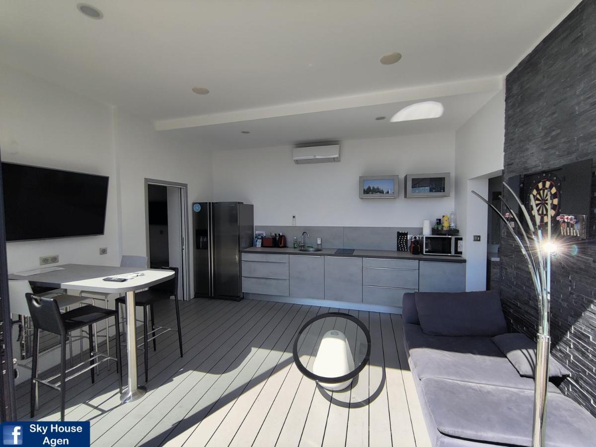 Piscine Chauffee Et Spa Jacuzzi Privatif Terrasse Sans Vis A Vis ,,,Sky House Agen,,, Экстерьер фото